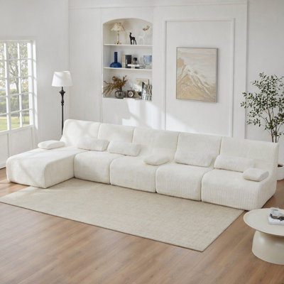 Oversized Sectional Sofa 161.8" Boneless Sofa L-shaped Sofa Couch Cozy Sofa for Living Room, Beige