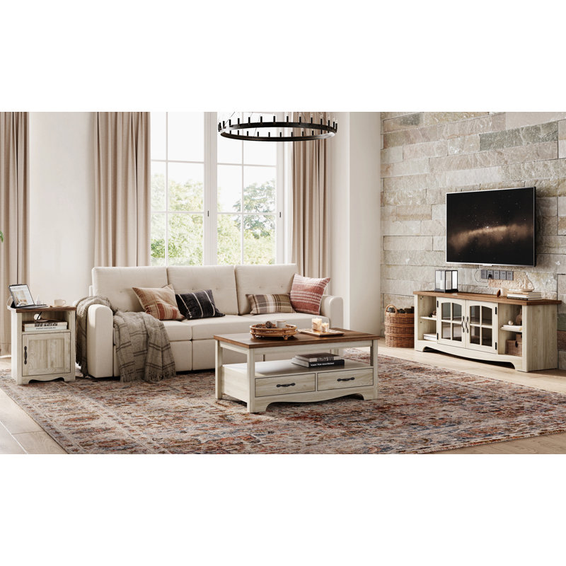 Living Room Table Sets, 4 Pieces: Coffee Table, End Table, TV Stand