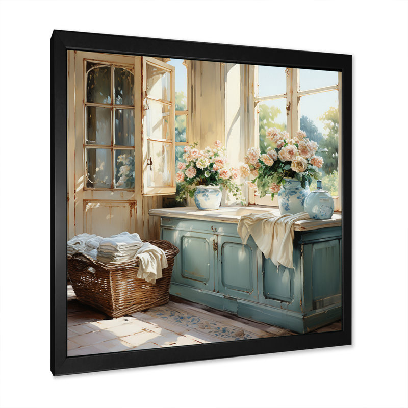 Laundry Room French Vintage I - Print, Black, 24" H x 24" W, Picture Framed