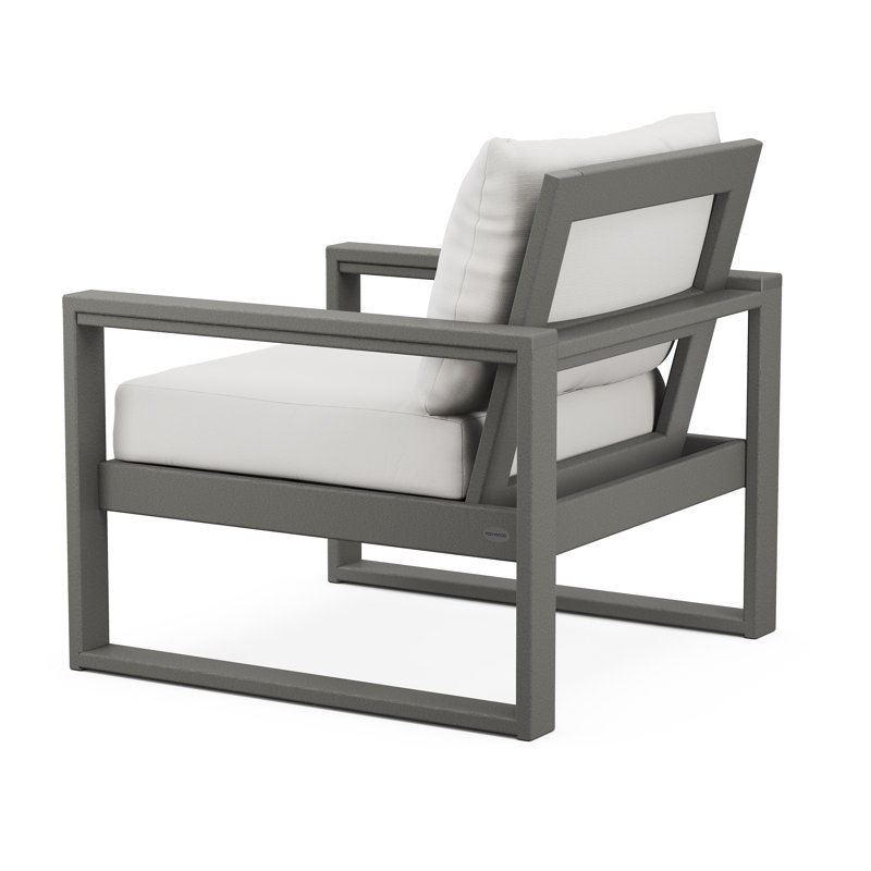 POLYWOOD® Edge Patio Lounge Chair, Canvas Natural Sunbrella/White
