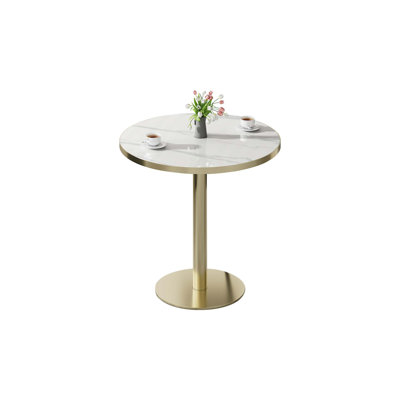 Round Modern Dinning Table 31.5 inches Bistro Table Tulip Table with Faux Marble top,Easy Assemble,Sturdy Metal Frame Diameter