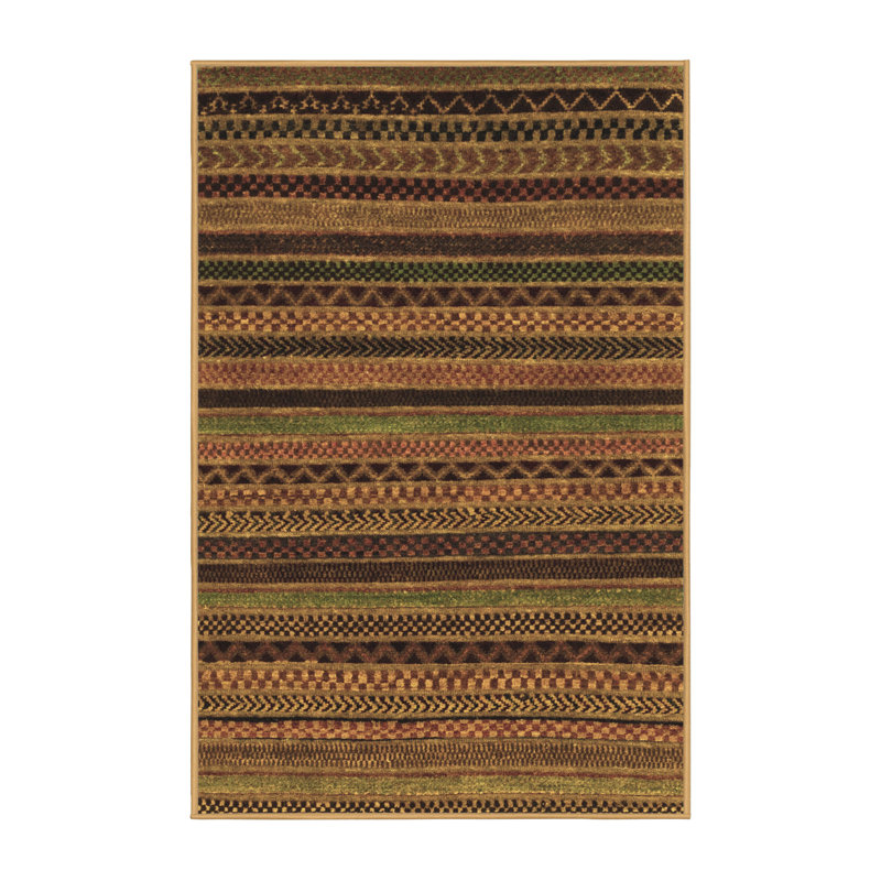 Tapis brun en laine et polyester tissé à la machine Eletto, Rectangle 6 pi x 9 pi
