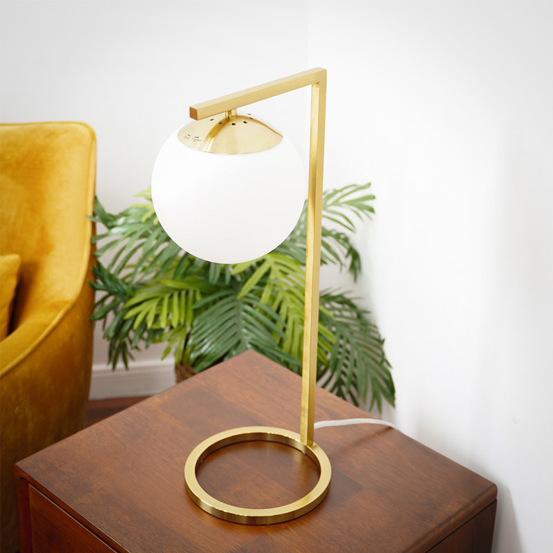 Zarria Metal Table with White Opal Glass Dimmer Switch