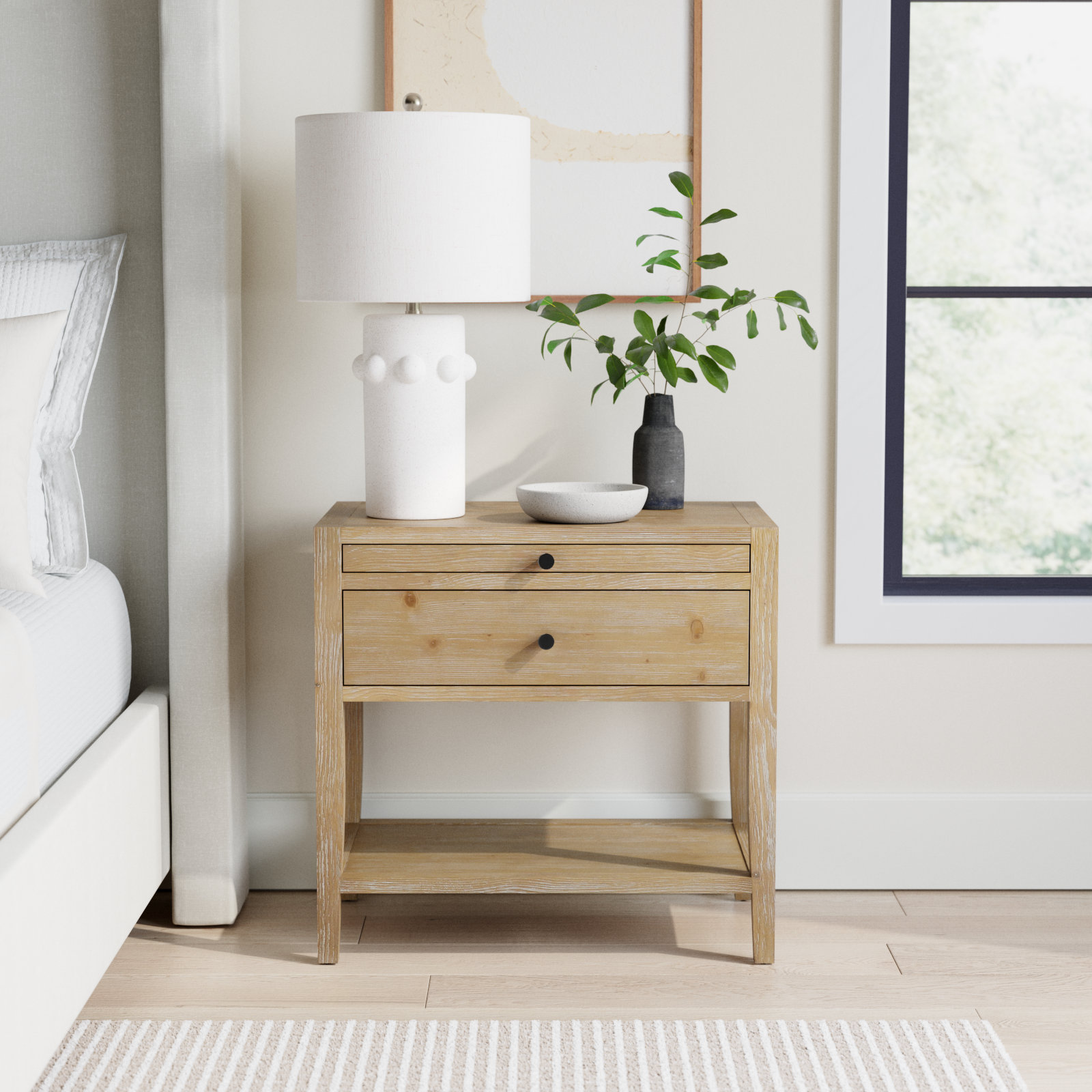 Pecor 1-Drawer 25" Nightstand, Natural
