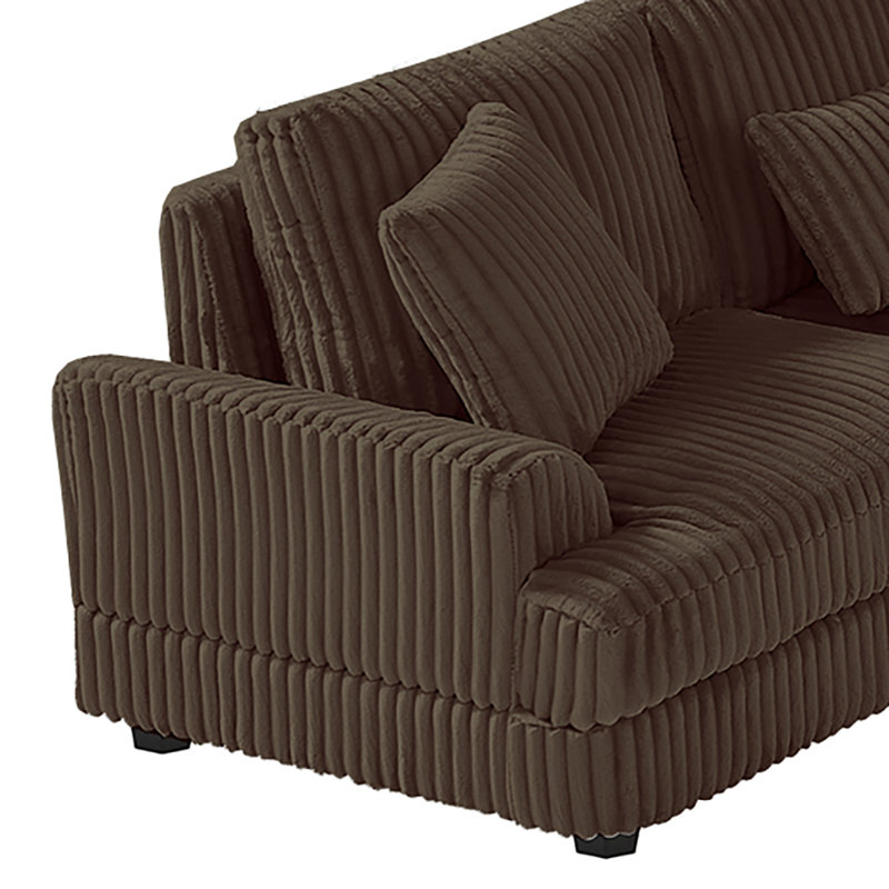 Canapé modulaire moderne rembourré en tissu de velours côtelé, Velours côtelé gris foncé
