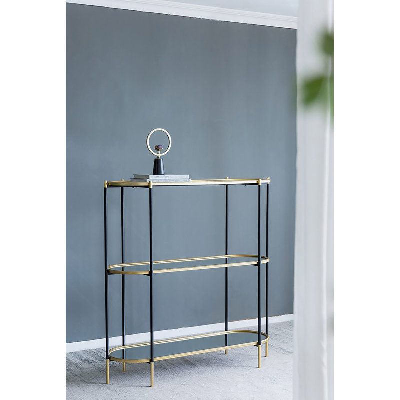 Console en métal, tablette à miroir