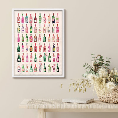 Bouteilles assorties, aquarelle, boisson éclectique, petit décor coloré