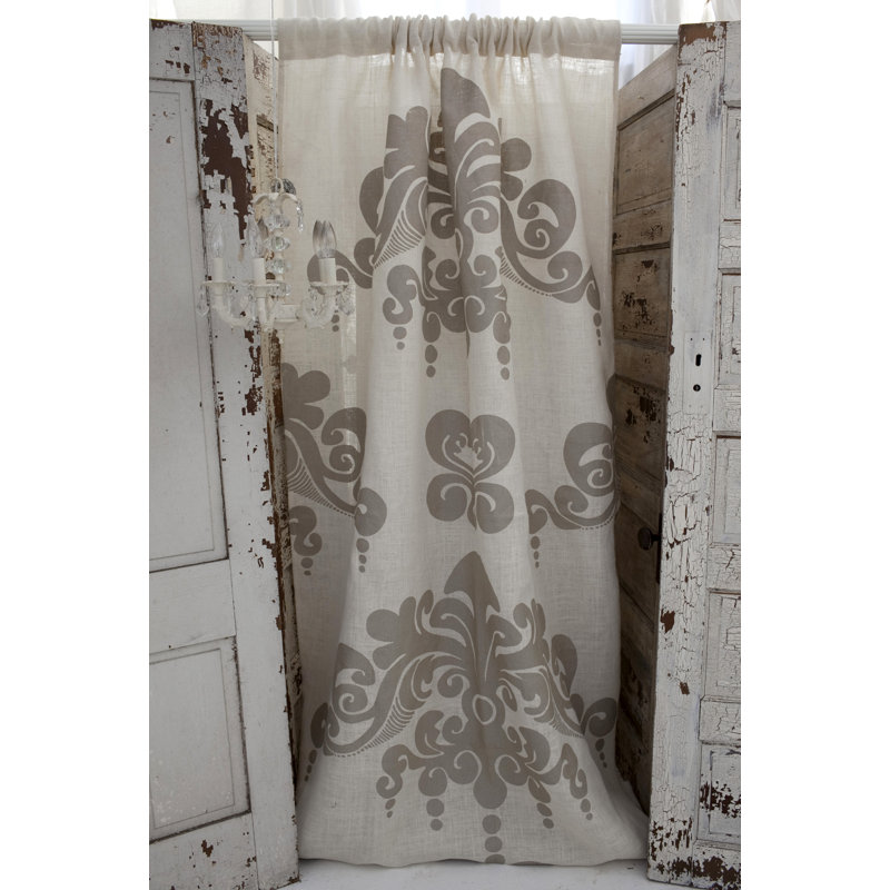 Panneau de rideau simple obscurcissant avec passe-tringle en jute, l 54 po x L 84 po, Ivoire / sable perlé
