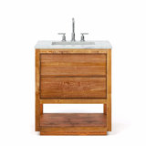 Tessa 30 In. Mango Wood Carrara White Marble Countertop Bath Vanity with Chrome Faucet
