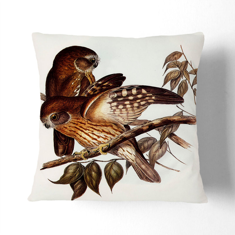 Boobook Owls Square Throw Cushion, 40cm H x 40cm W x 15cm D