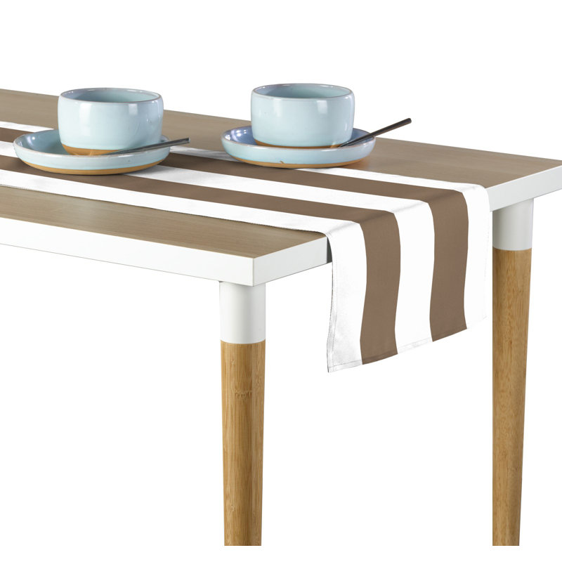 Khaki Striped Table Runner 72" x 12", 72" L x 12" W, Khaki