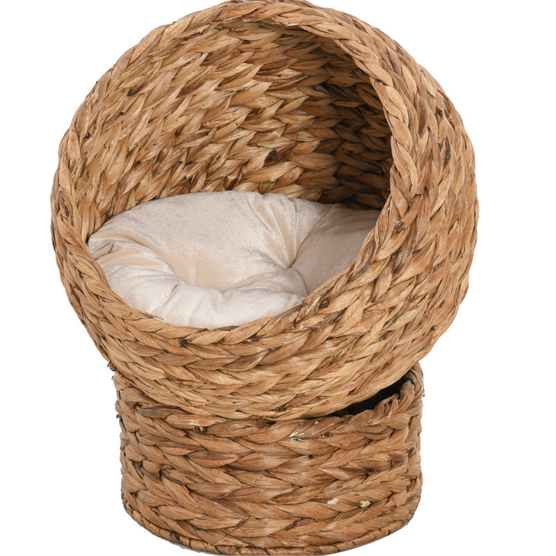 Lit surélevé pour chat avec coussin léger et moelleux, pour chats d'intérieur, H 23,5 po, panier de coussin brun doux
