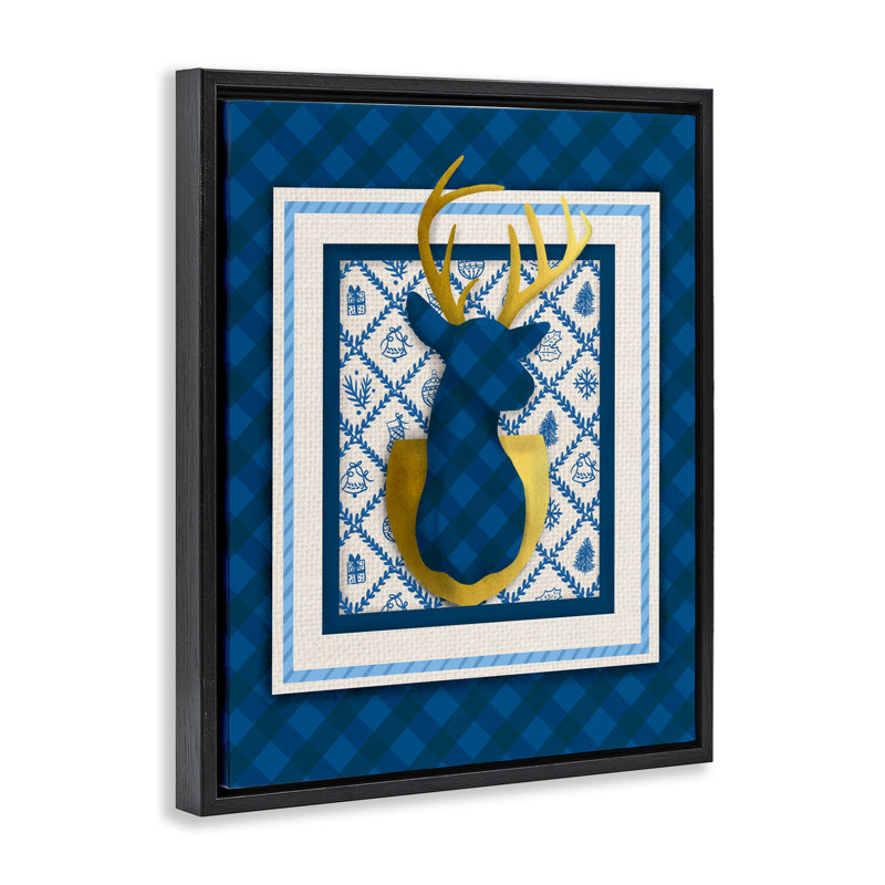 Cadre flottant Winter Plaid Deer, Cadre flottant noir de jais, H 21 po x l 17 po
