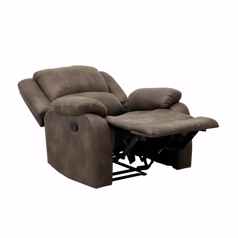 With Recliner Function Modern Reclining Chair Brown Polished Microfiber Pillowtop Arms Solid Wood Frame 1Pc Living Room Furniture
