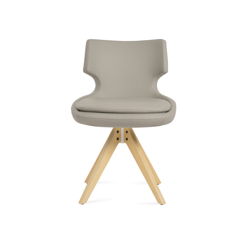 Chaise pivotante Patara Pyramid, Cuirette gris pâle, Naturel