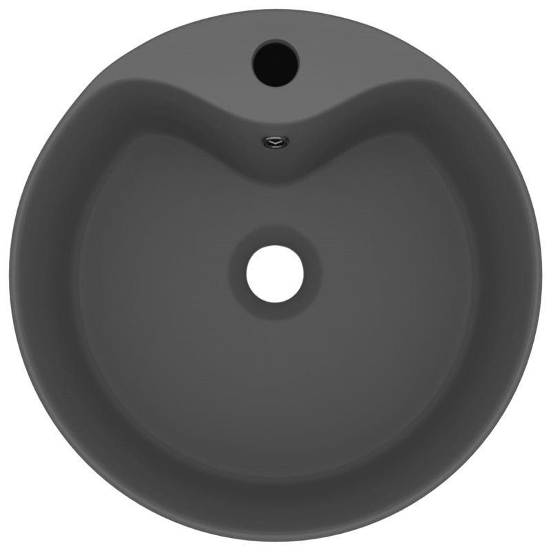 Belfry Bathroom Mccree 360mm L x 360mm W Ceramic Circular Sink with Overflow, Dark Grey
