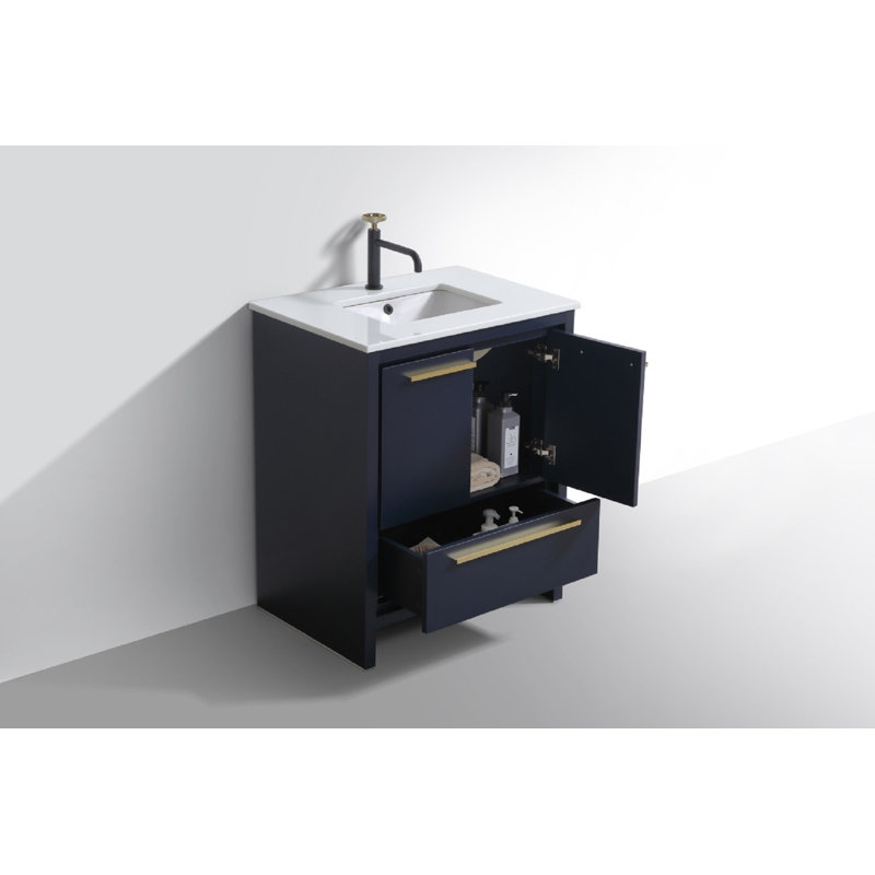 Tulughan Modern 30" Single Bathroom Vanity Set - Nature Wood, Blue