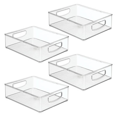 iDesign Plastic Stackable Pantry Bin with Handles - Set of 4 - Clear