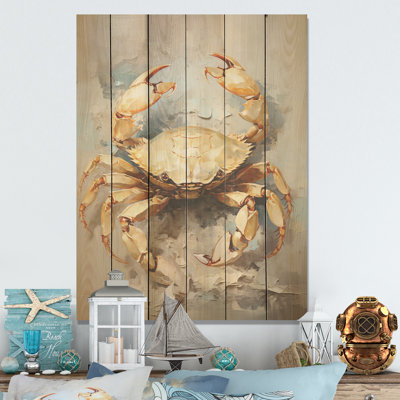 Minimalisme, crabe, peinture I - bois de crabe, art mural sur bois de pin naturel