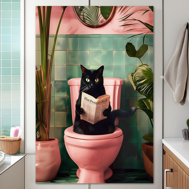 Imprimé amusant pour salle de bain, H 14 po x l 11 po