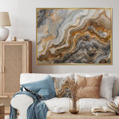 Or et gris effet marbre II - impressions sur toile abstraites en marbre