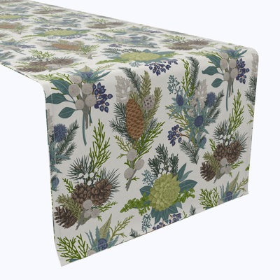 Table Runner, 100% Cotton, 16X108", Winter Floral