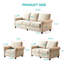 Chaise de salon confortable en tissu beige et bois à assise haute en mousse haute densité avec pieds