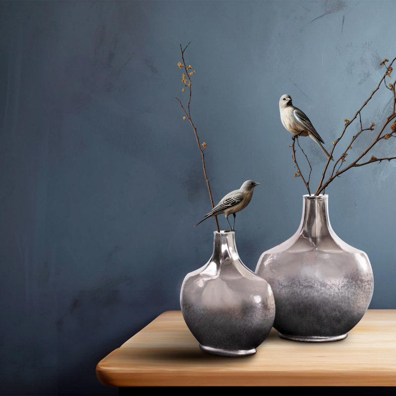 Advik Polished Silver Vase- Short, 12"