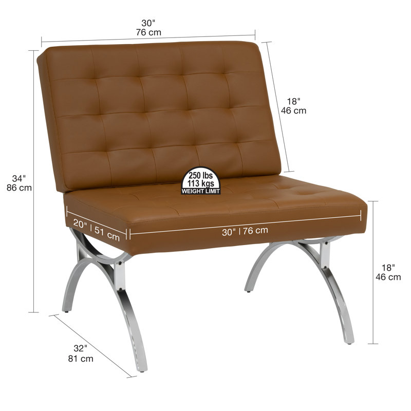 Alexuis Faux Leather Slipper Chair, Caramel Brown 