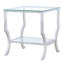 Table de bout carrée, finition en verre et design esthétique, tables à surface élégante, étagères