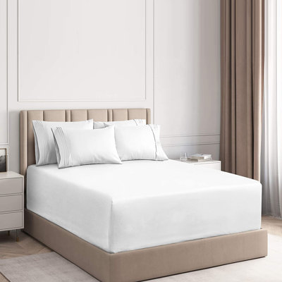 My Home Store Gylfi 300 Thread Count Egyptian-Quality Cotton Percale Fitted Sheet