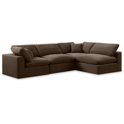 Hulene Velvet L-Shaped Sectional Reversible