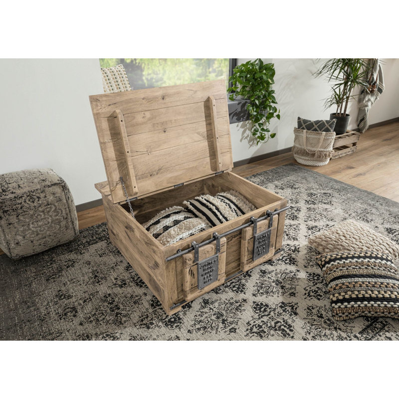 Railway Solid Wood 90cm W 2 - Drawer Chest of Drawers, Whitewash Lacquered