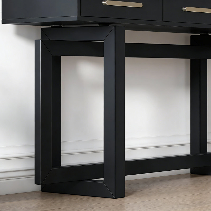 Console légère en bois de style luxueux, 31.5" H x 62.9" W x 15.7" D