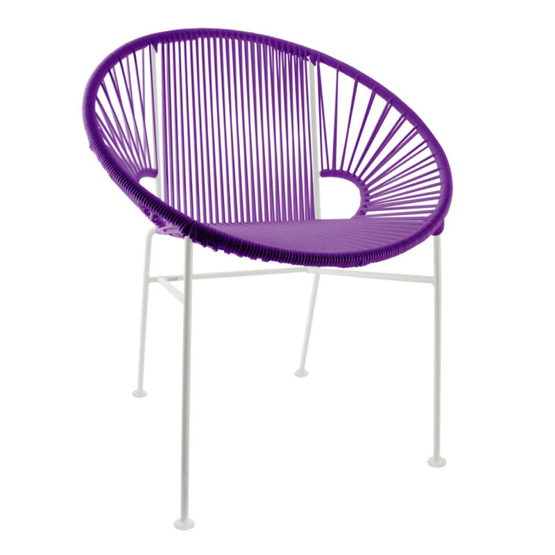 Concha Indoor/Outdoor Handmade Dining Chair, White, Purple