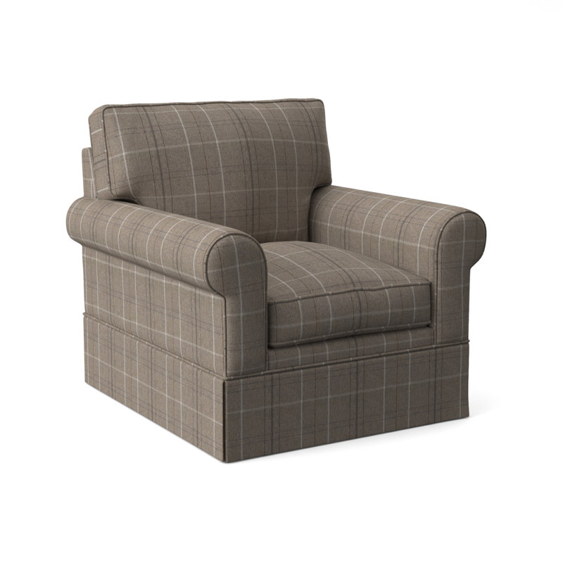 Benton Upholstered Armchair, Taupe Plaid; 0126-73