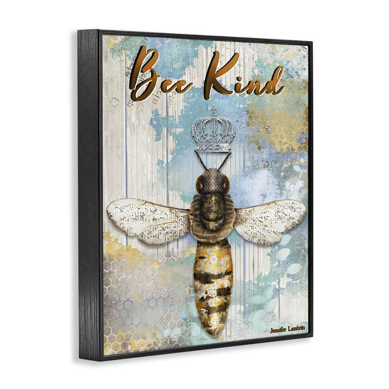 «Bee Kind Rustic Glam», art de la giclée encadrée par Jennifer Lambein, H 20 po x l 16 po, Giclée encadrée noir minuit