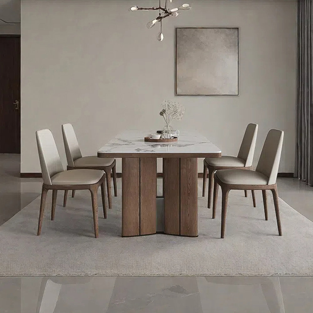 Sleek Surface Designs Simple rock plate dining table and chair set ...