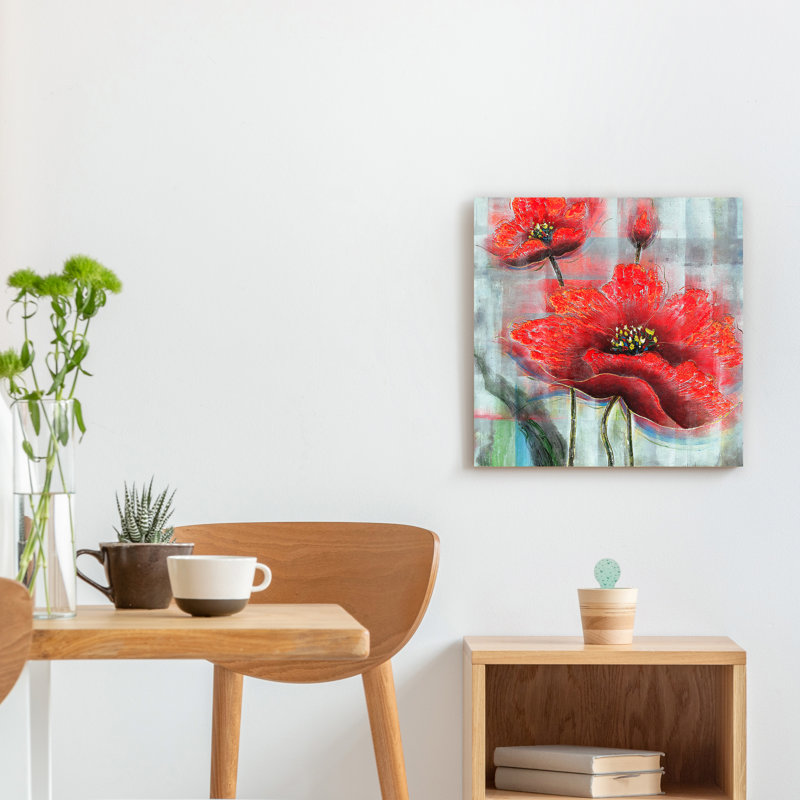 Fleurs - peinture sur toile tendue, H 20 po x l 20 po x P 1,5 po
