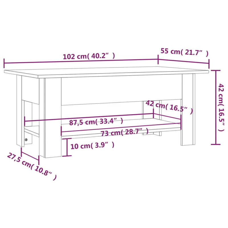 Coffee Table 102x55x42 cm Engineered Wood, Smoked Oak