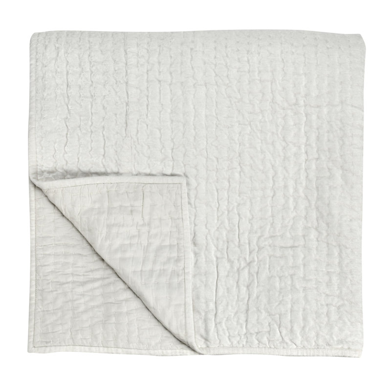 Bari 4-Piece Velvet Rayon Quilt Set, Cloud, King Quilt + 3 Euro Shams