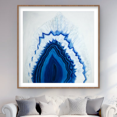 Agate Geode Slice Print - Classic Blue Framed Home Decor