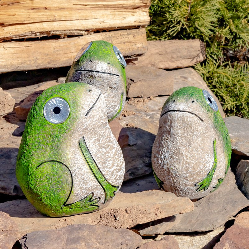 Grenouille solaire avec yeux lumineux (ensemble de 3)