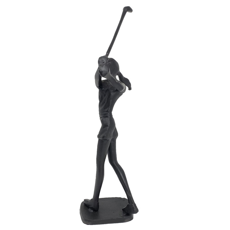 GOLFER LADY Iron Figurine 29cm, Mocha