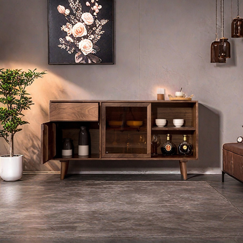 Nordic style glass display case Modern sideboard