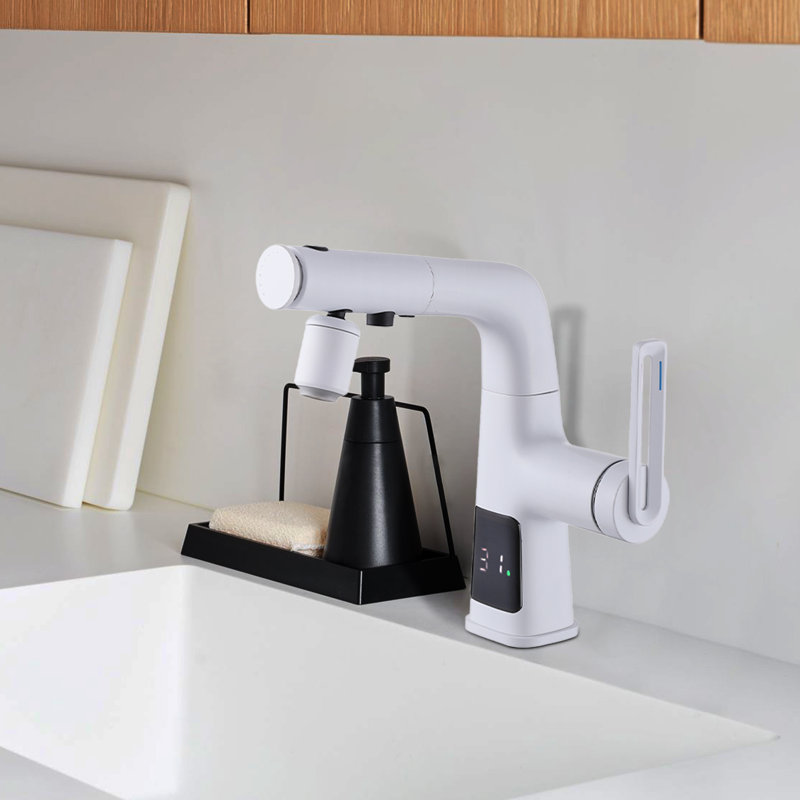 Single Hole Faucet Single-handle Bathroom Faucet , White