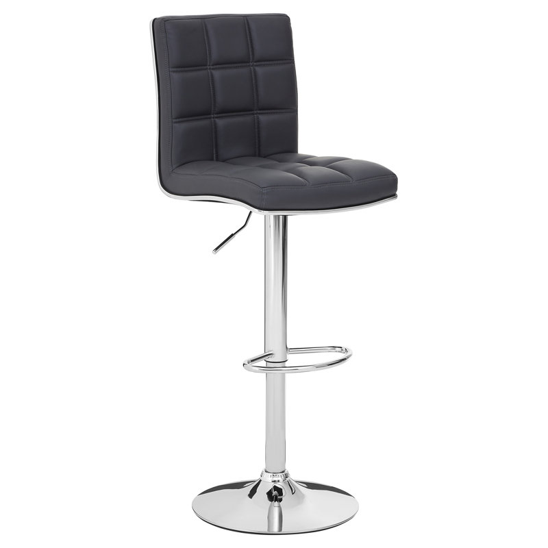 Miah Swivel Upholstered Adjustable Height Counter Stool with Metal Frame, Grey