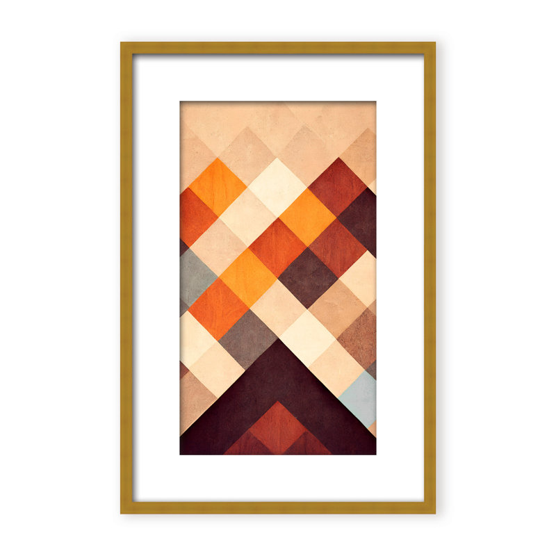 Abstract The Pyramid by  - Picture Frame Graphic Art on Paper, 24" H x 16" W x 1.125" D, Framed Matted Print, Brown