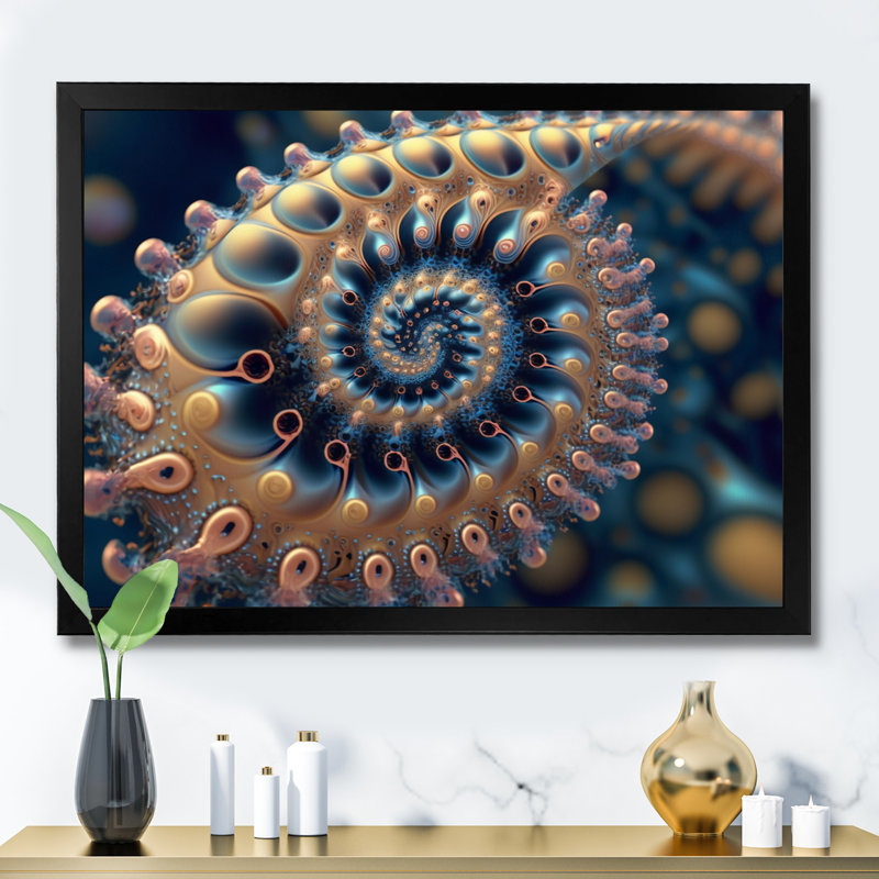 «Pastel Fractal Infinity I», art mural moderne sur toile géométrique, Cadre d'angle fermé noir, L 20 po x H 12 po
