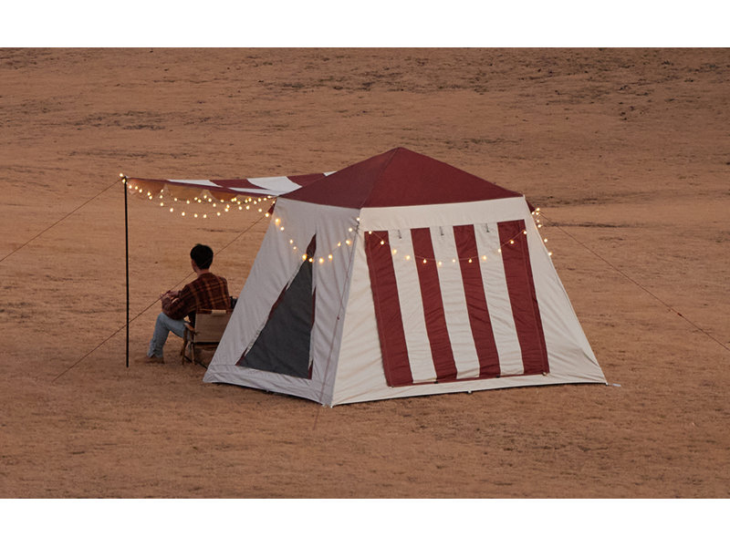Colourful Striped Colour-Coordinated Inner-Opening Umbrella Tent